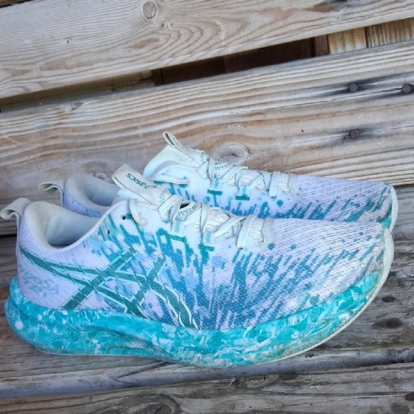 ASICS Mens's Noosa Tri White and Aqua Athletic Shoes - Picture 4 of 14